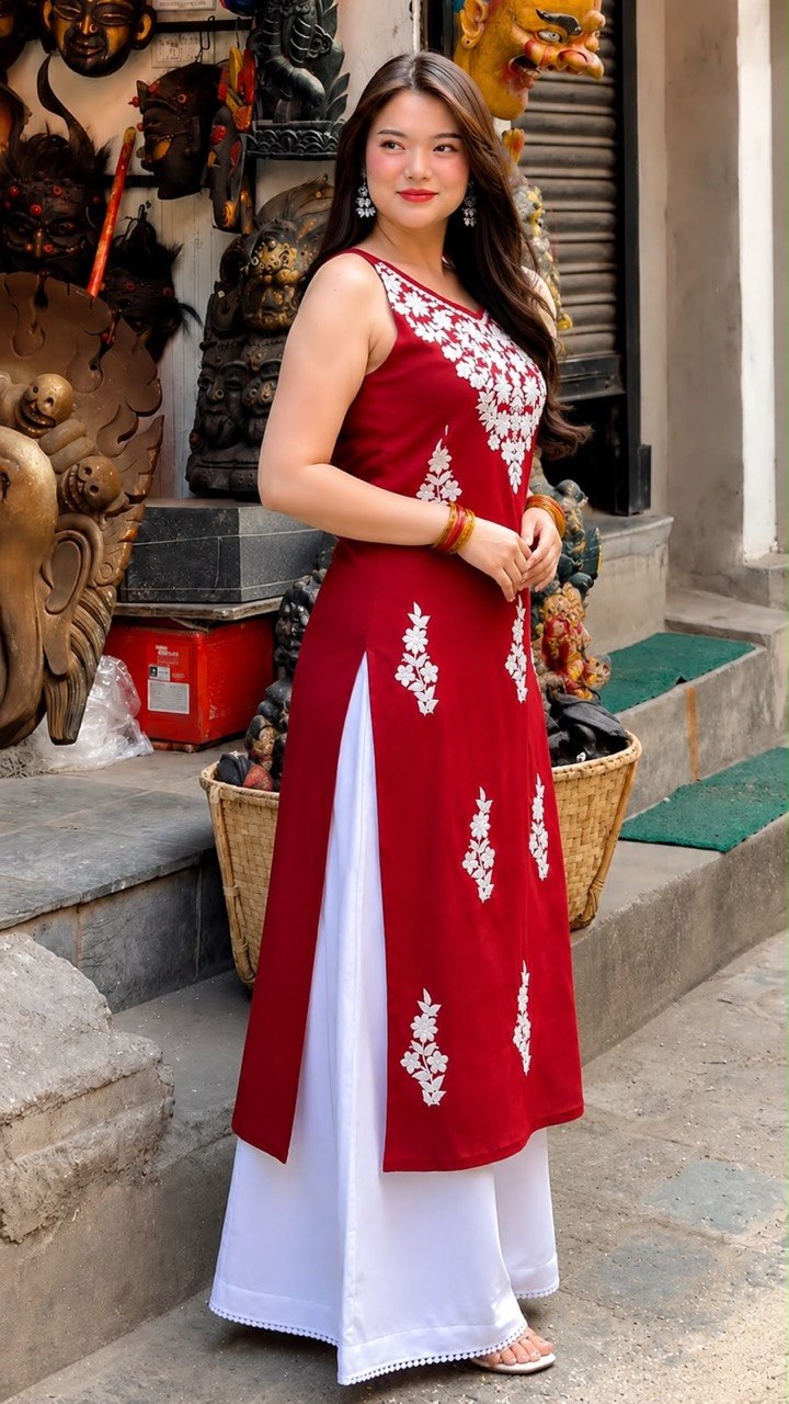 Embroidered Sleeveless Kurta with Palazzo Pants Set | Floral Ethnic Wear Set
