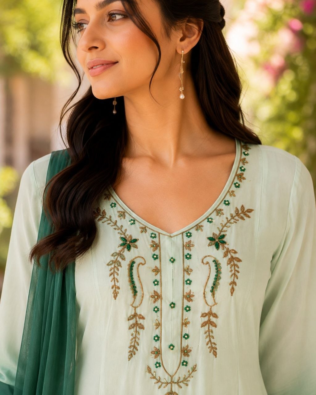 Designer Embroidered Ombre Anarkali Suit Set with Dupatta