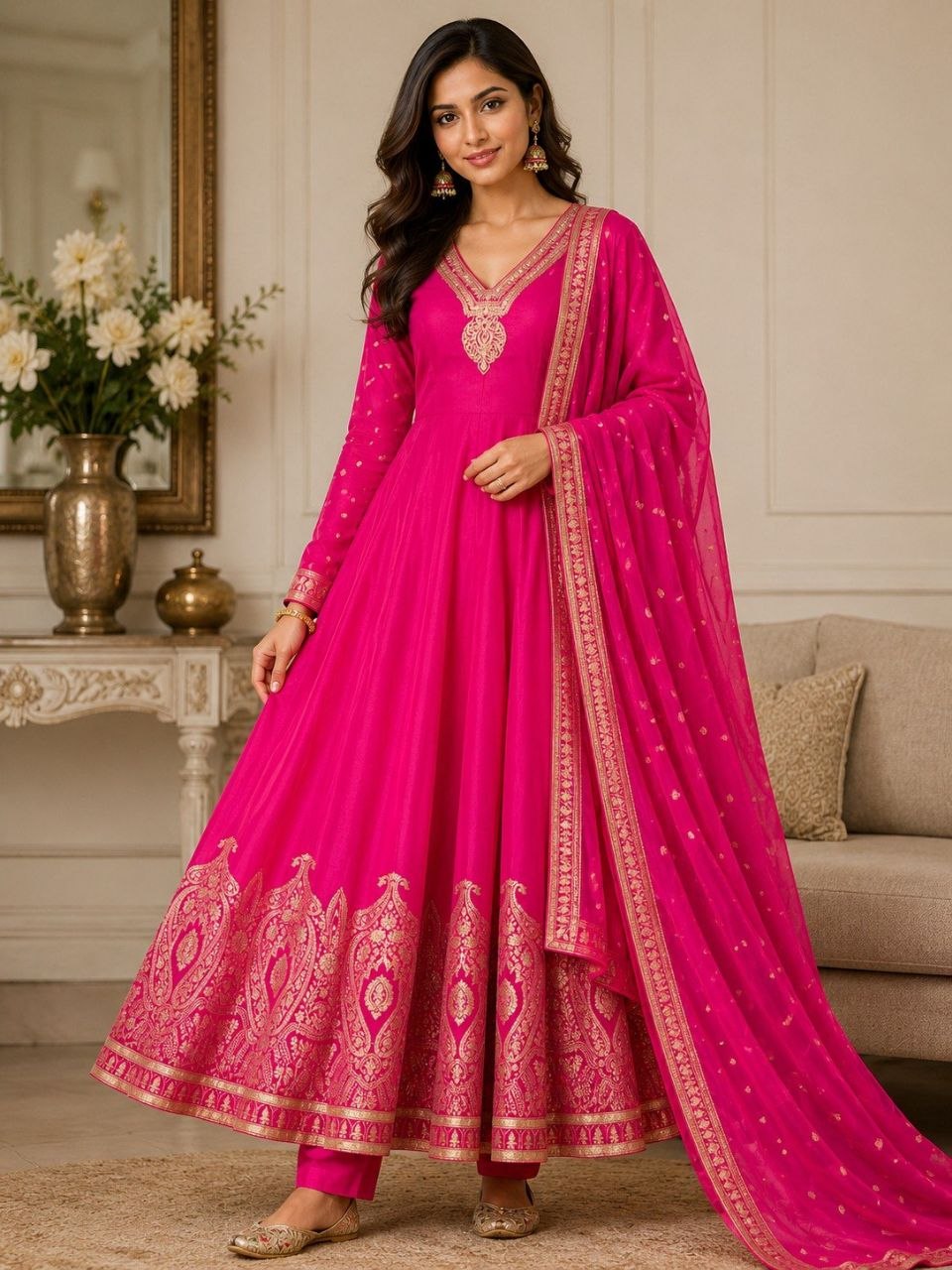 Designer Embroidered Anarkali Suit Set with Dupatta – Festive Ethnic Wear