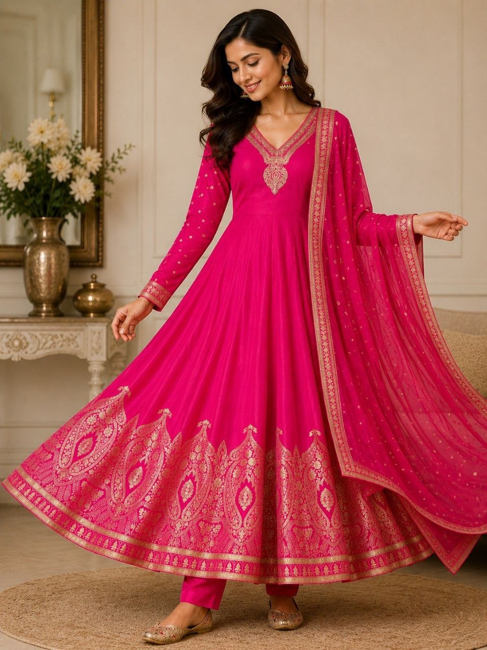 Designer Embroidered Anarkali Suit Set with Dupatta – Festive Ethnic Wear