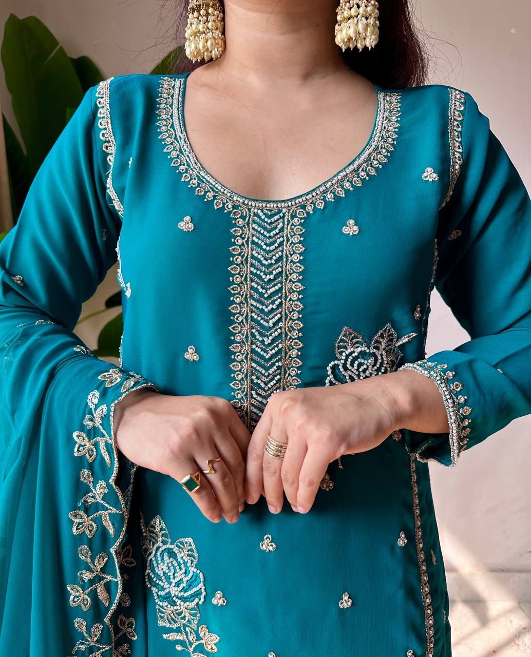 Designer Embroidered Sharara Suit Set with Dupatta | Festive Ethnic Wear