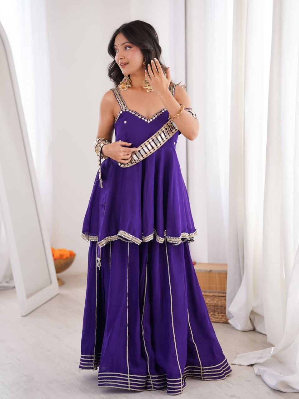 Premium Designer Peplum Sharara Suit Set | 3 Piece Festive Wear