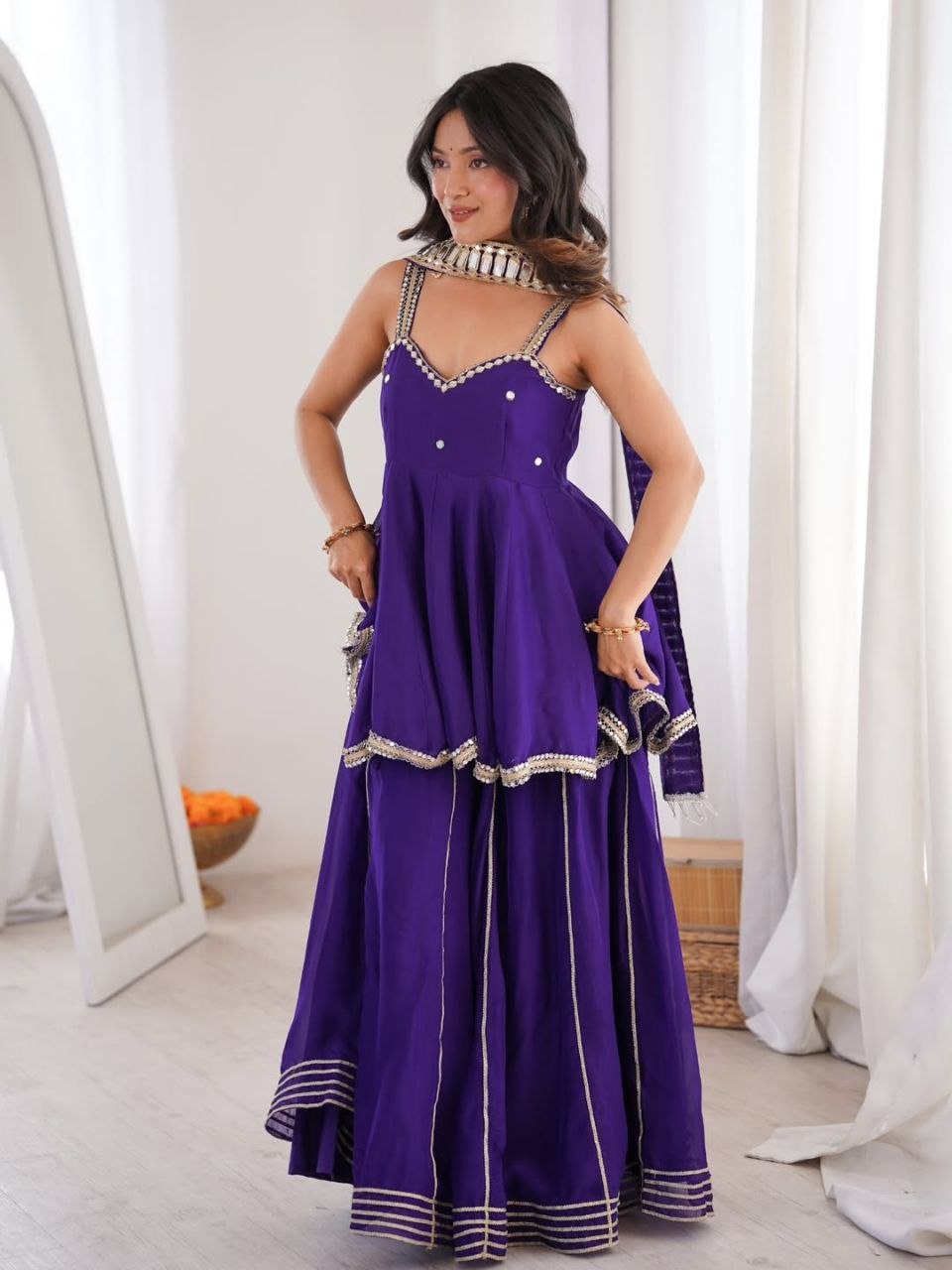 Premium Designer Peplum Sharara Suit Set | 3 Piece Festive Wear