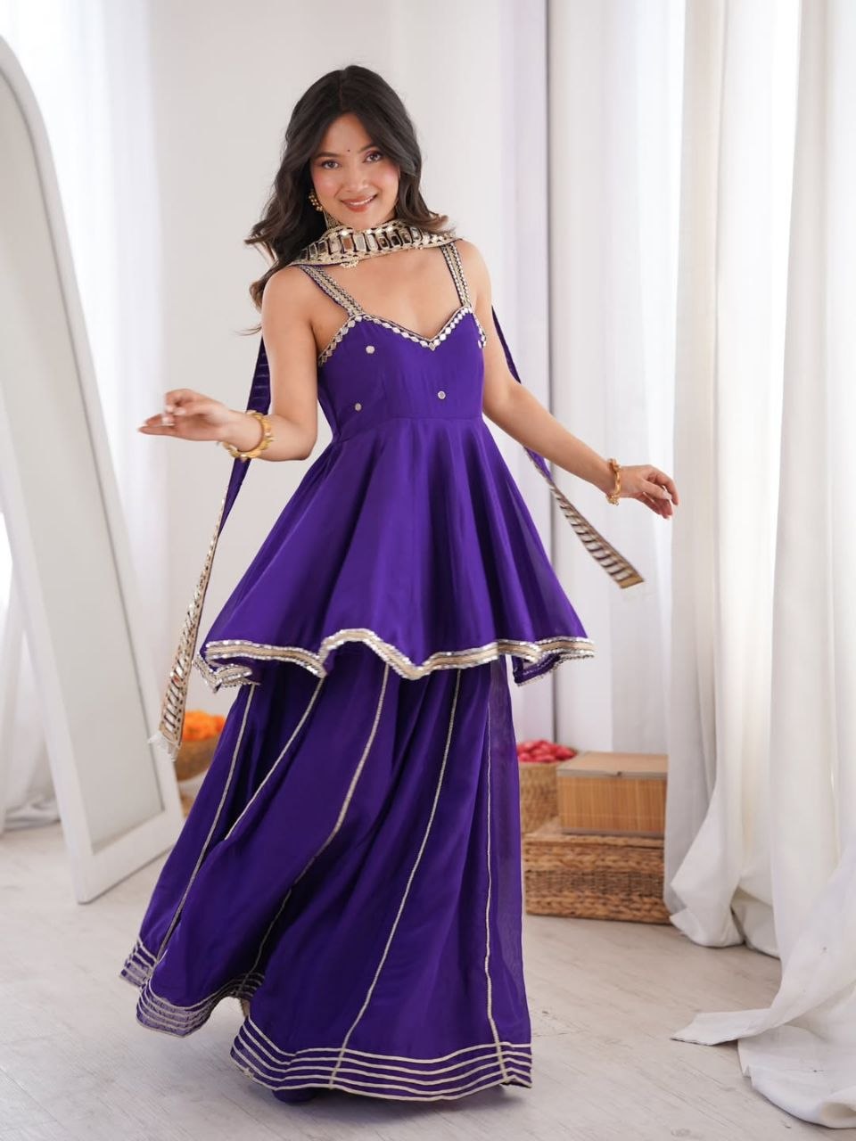 Premium Designer Peplum Sharara Suit Set | 3 Piece Festive Wear