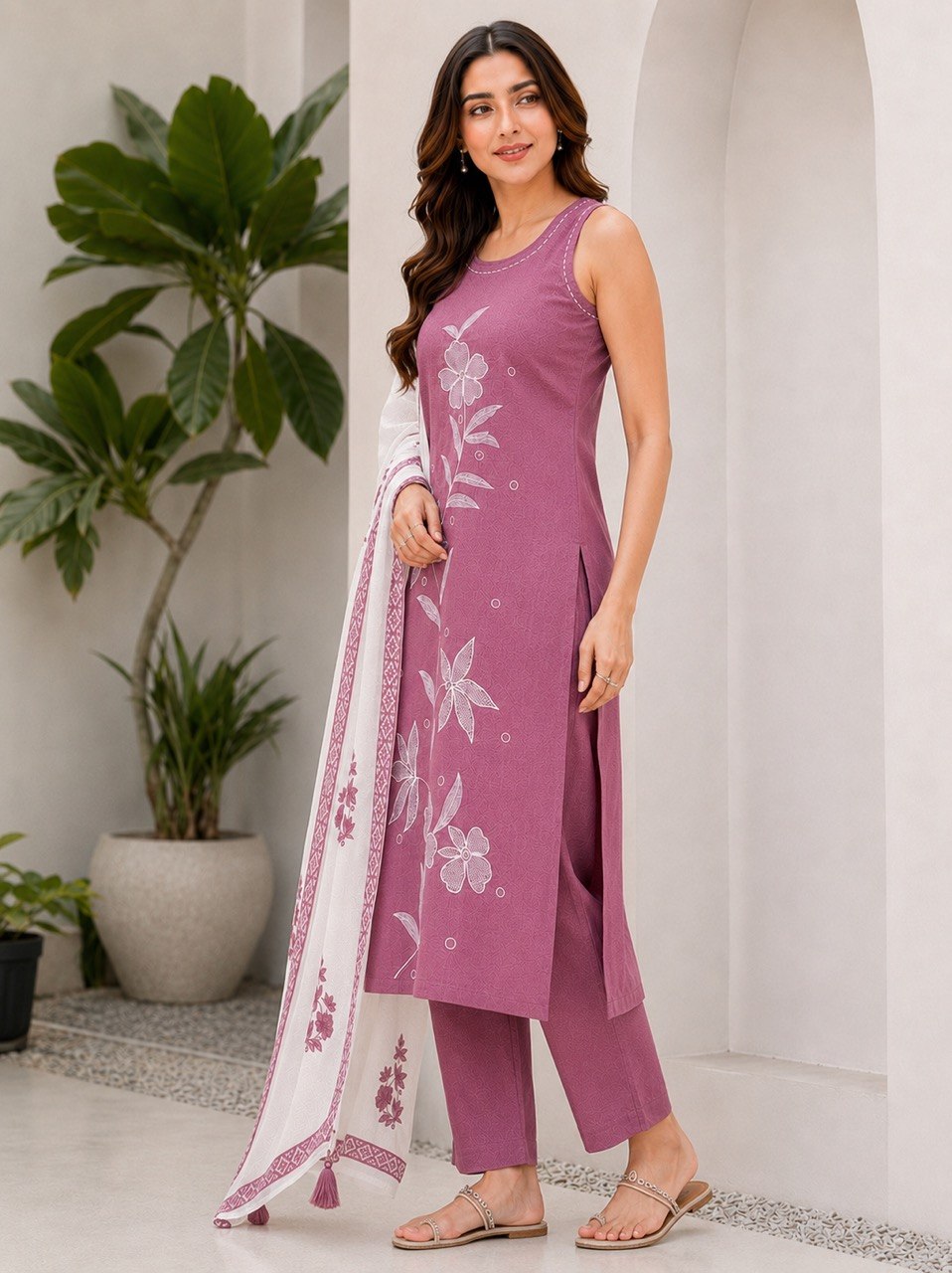 Designer Floral Embroidered Straight Kurta Pant Dupatta Set for Women | Elegant Ethnic 3 Piece Suit