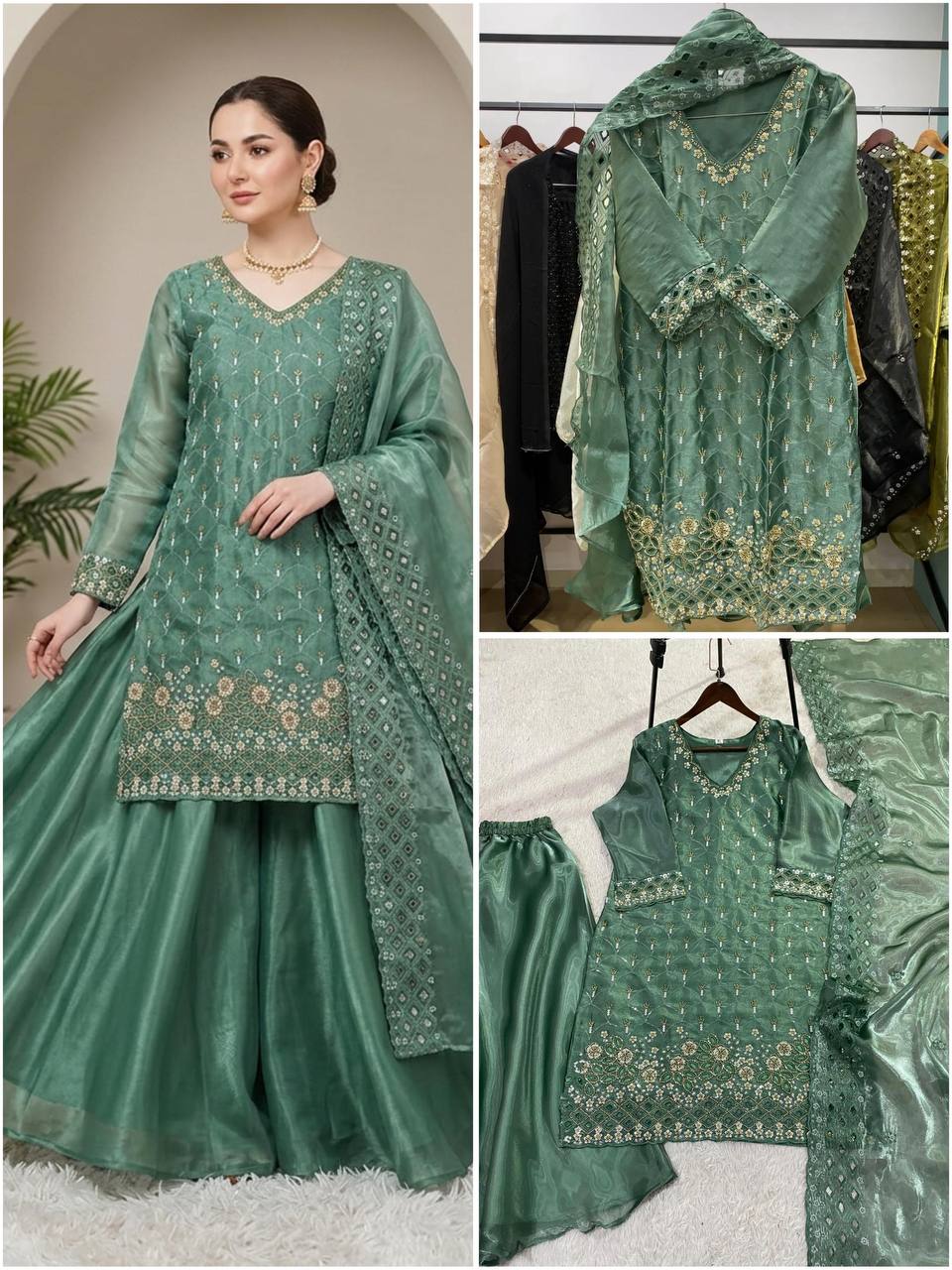 Designer Embroidered Kurta Palazzo Dupatta Set | Festive Ethnic 3 Piece Suit