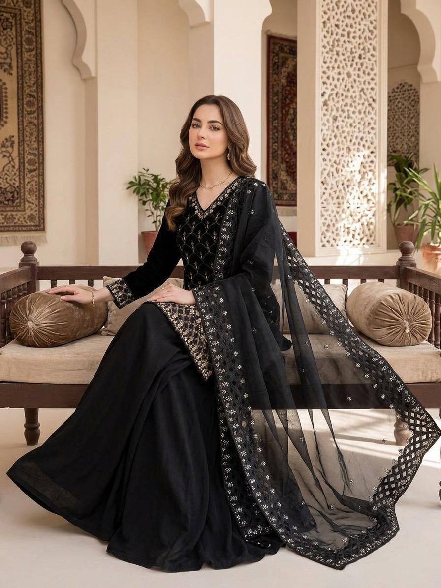 Designer Embroidered Kurta Palazzo Dupatta Set | Festive Ethnic 3 Piece Suit