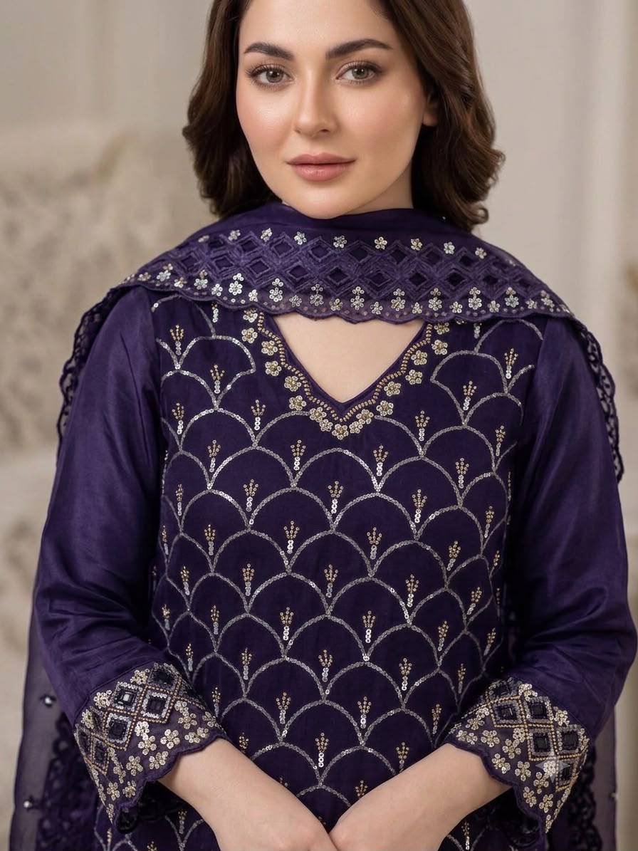 Designer Embroidered Kurta Palazzo Dupatta Set | Festive Ethnic 3 Piece Suit