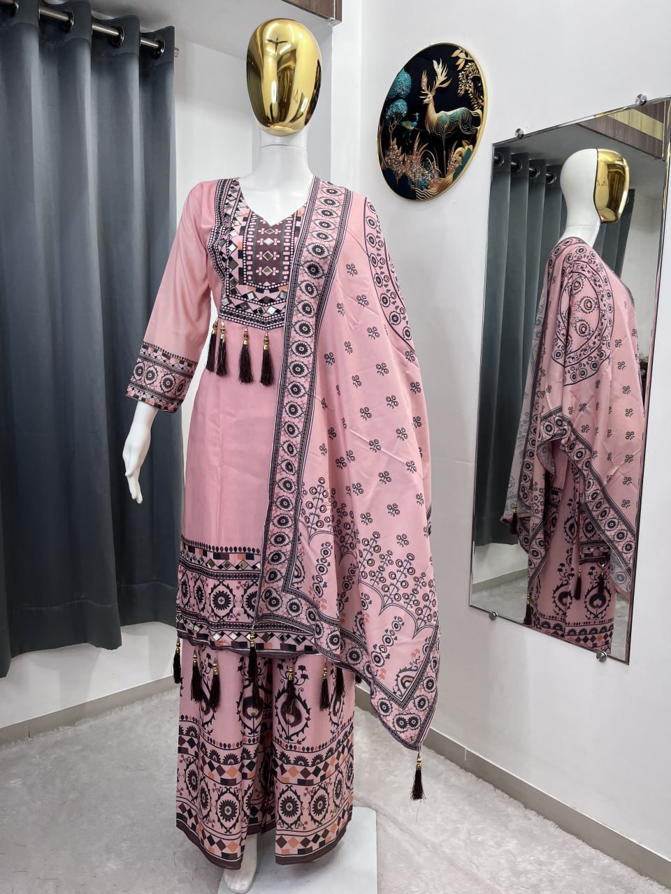 Women’s Printed Kurta Palazzo Dupatta Set | Ethnic 3 Piece Suit