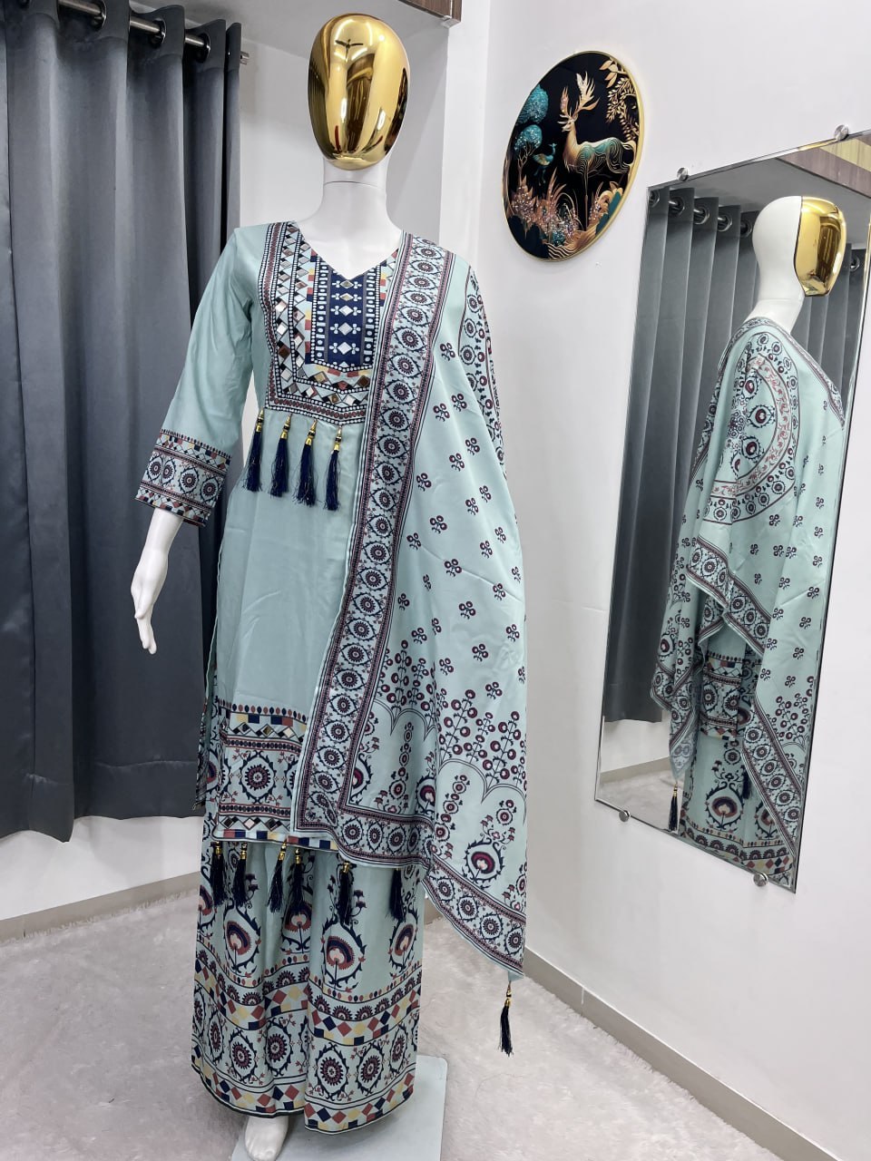 Women’s Printed Kurta Palazzo Dupatta Set | Ethnic 3 Piece Suit