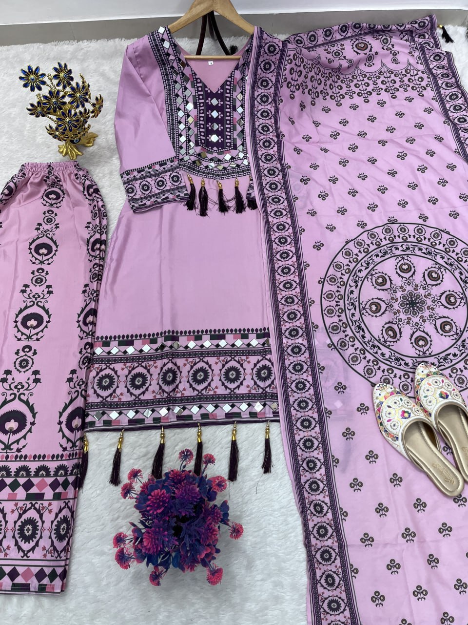 Women’s Printed Kurta Palazzo Dupatta Set | Ethnic 3 Piece Suit