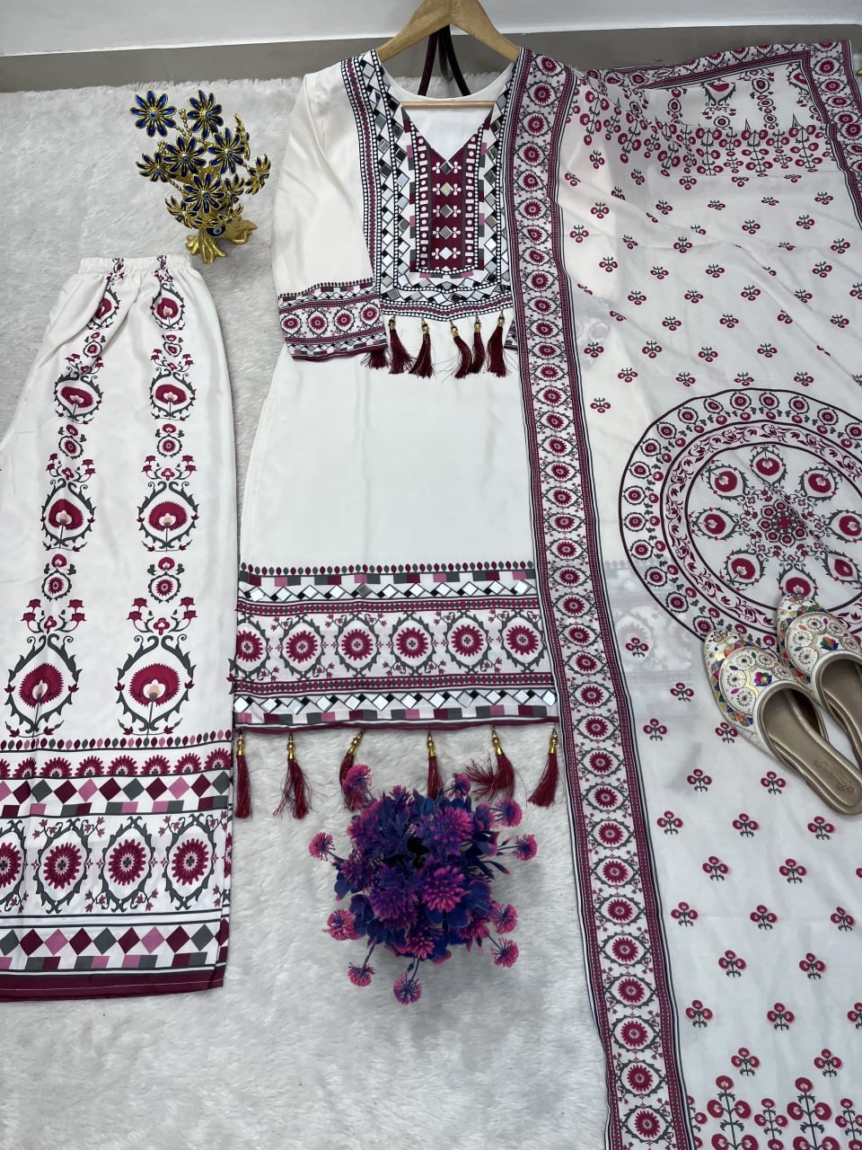 Women’s Printed Kurta Palazzo Dupatta Set | Ethnic 3 Piece Suit
