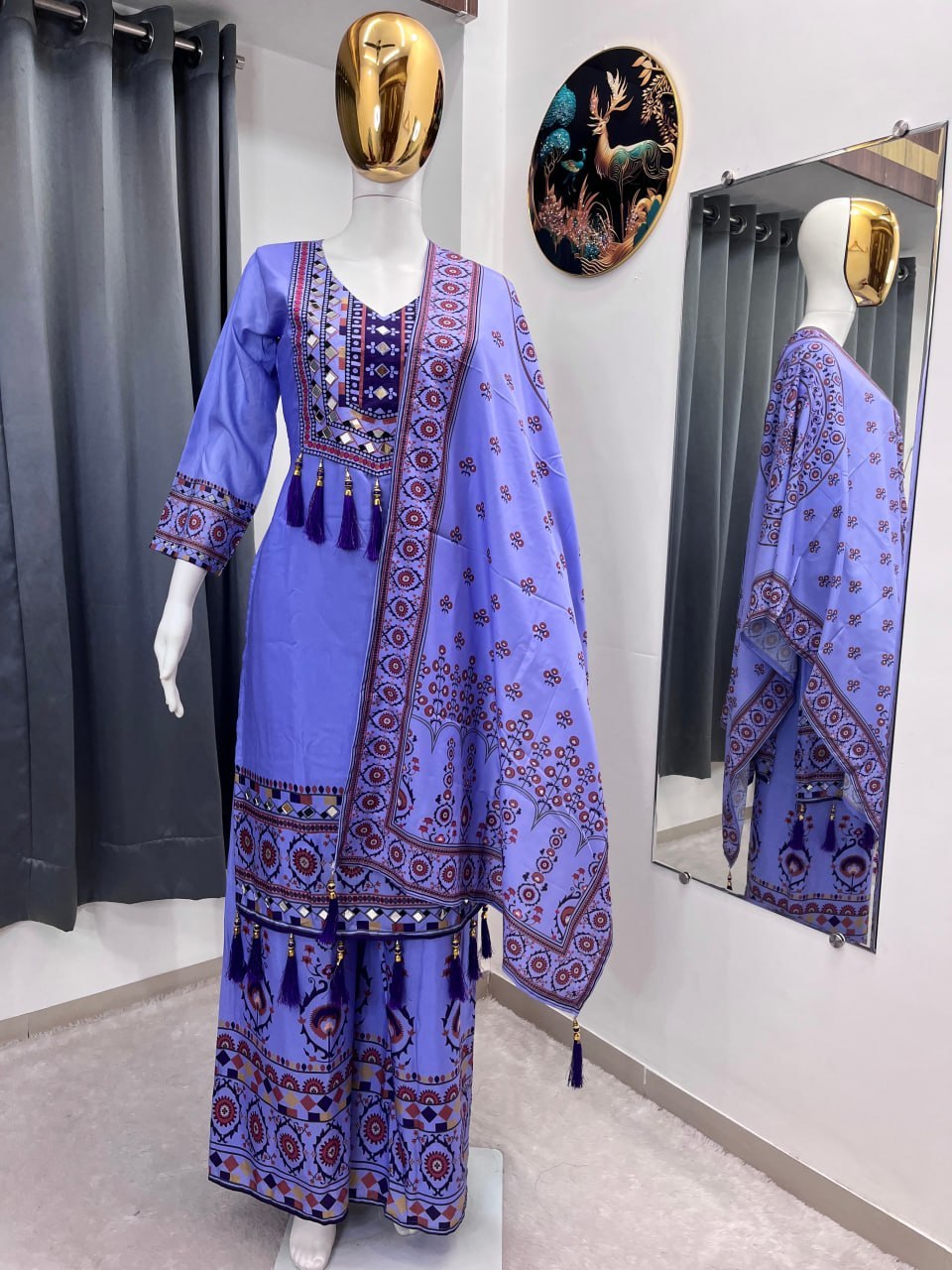 Women’s Printed Kurta Palazzo Dupatta Set | Ethnic 3 Piece Suit