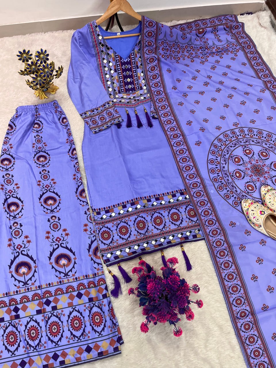 Women’s Printed Kurta Palazzo Dupatta Set | Ethnic 3 Piece Suit