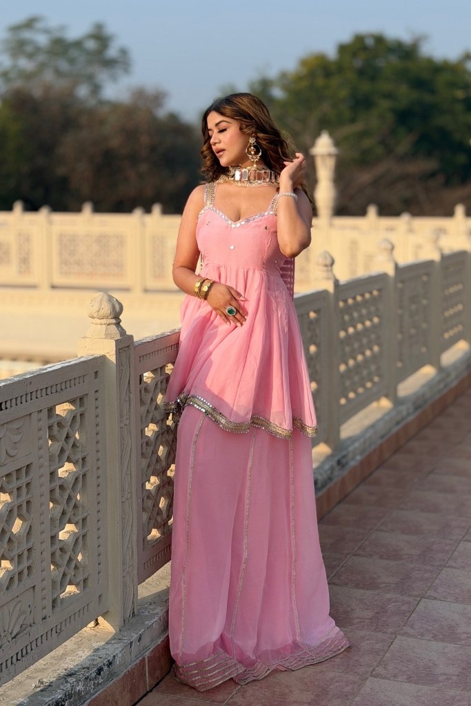 Premium Designer Peplum Sharara Suit Set | 3 Piece Festive Wear